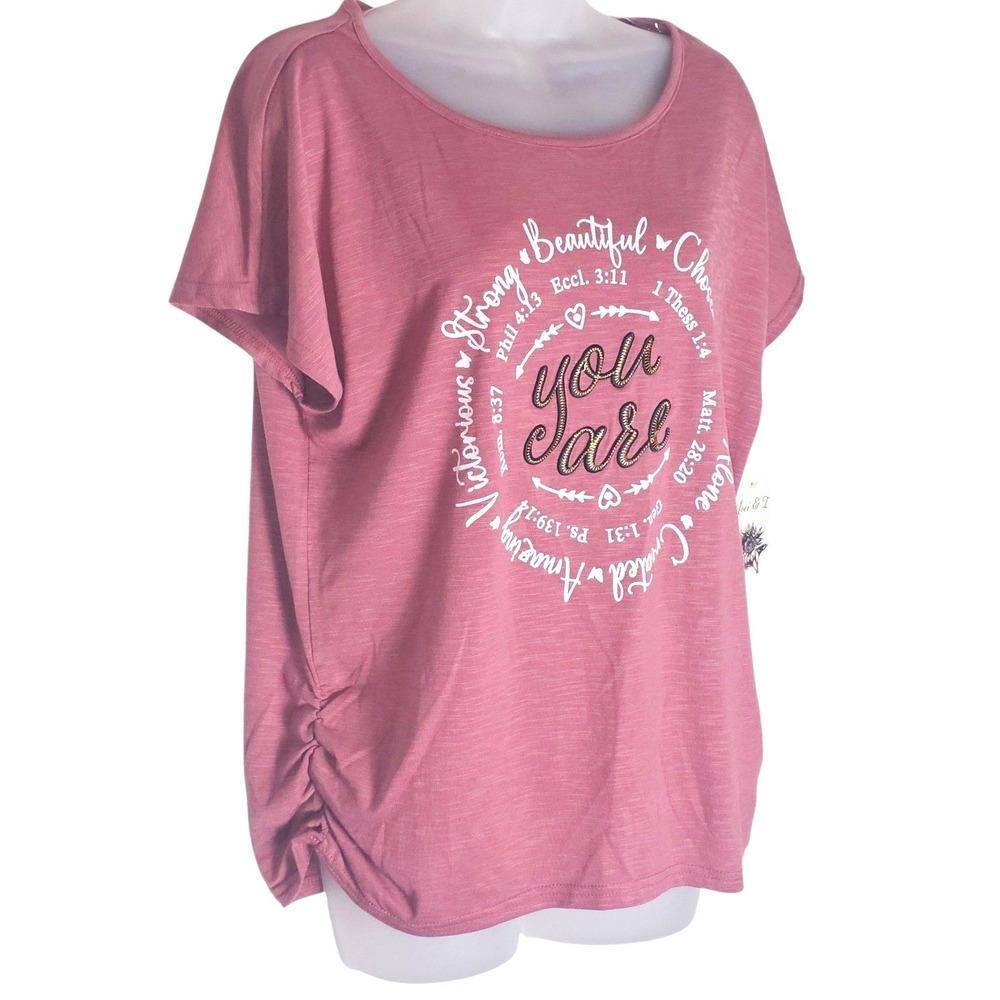 Joei & I You Are Inspirational Scripture Embroidered Graphic Tee Shirt Sz L NWT - Picture 3 of 13